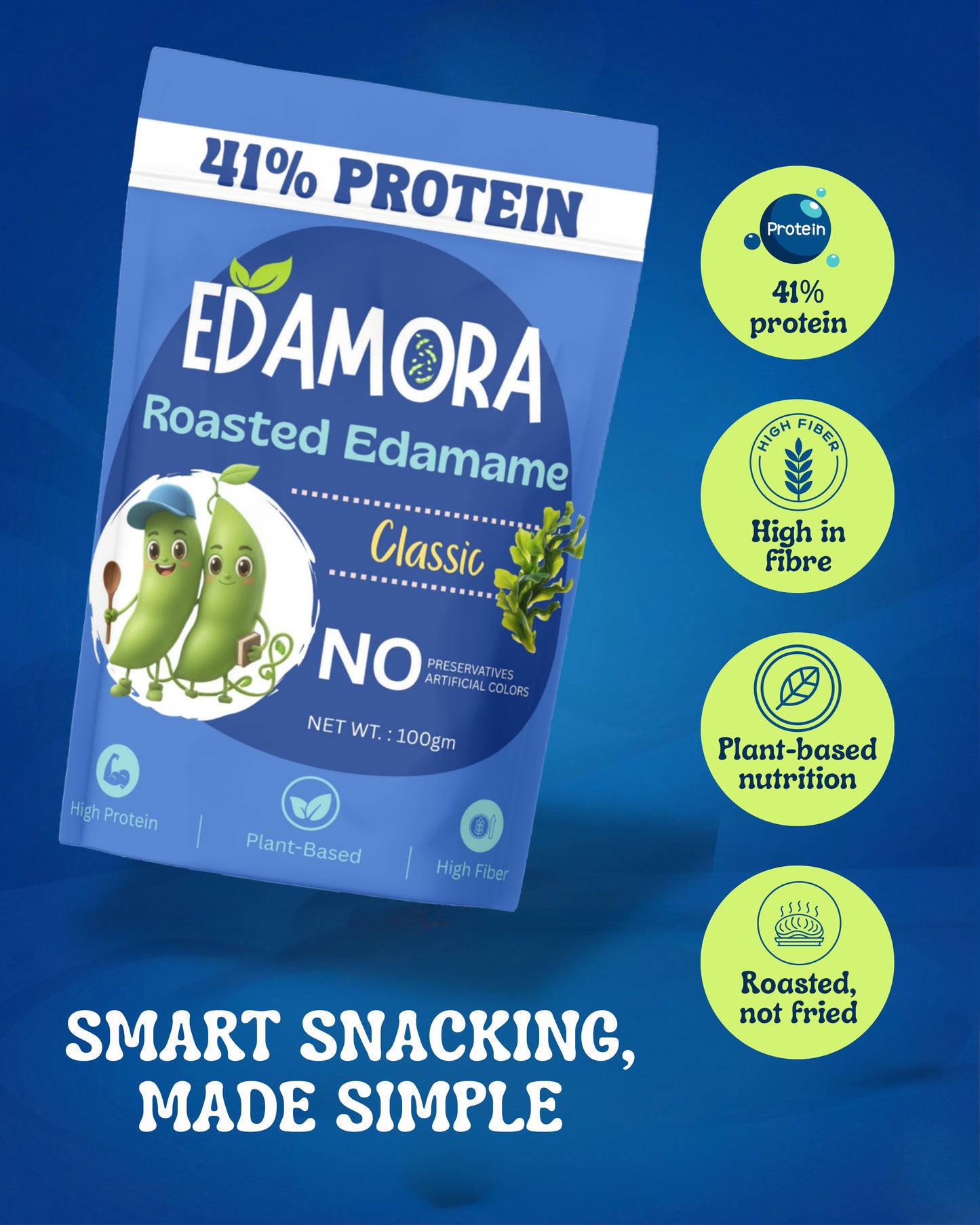 Edamora Roasted Edamame - Classic Seaweed
