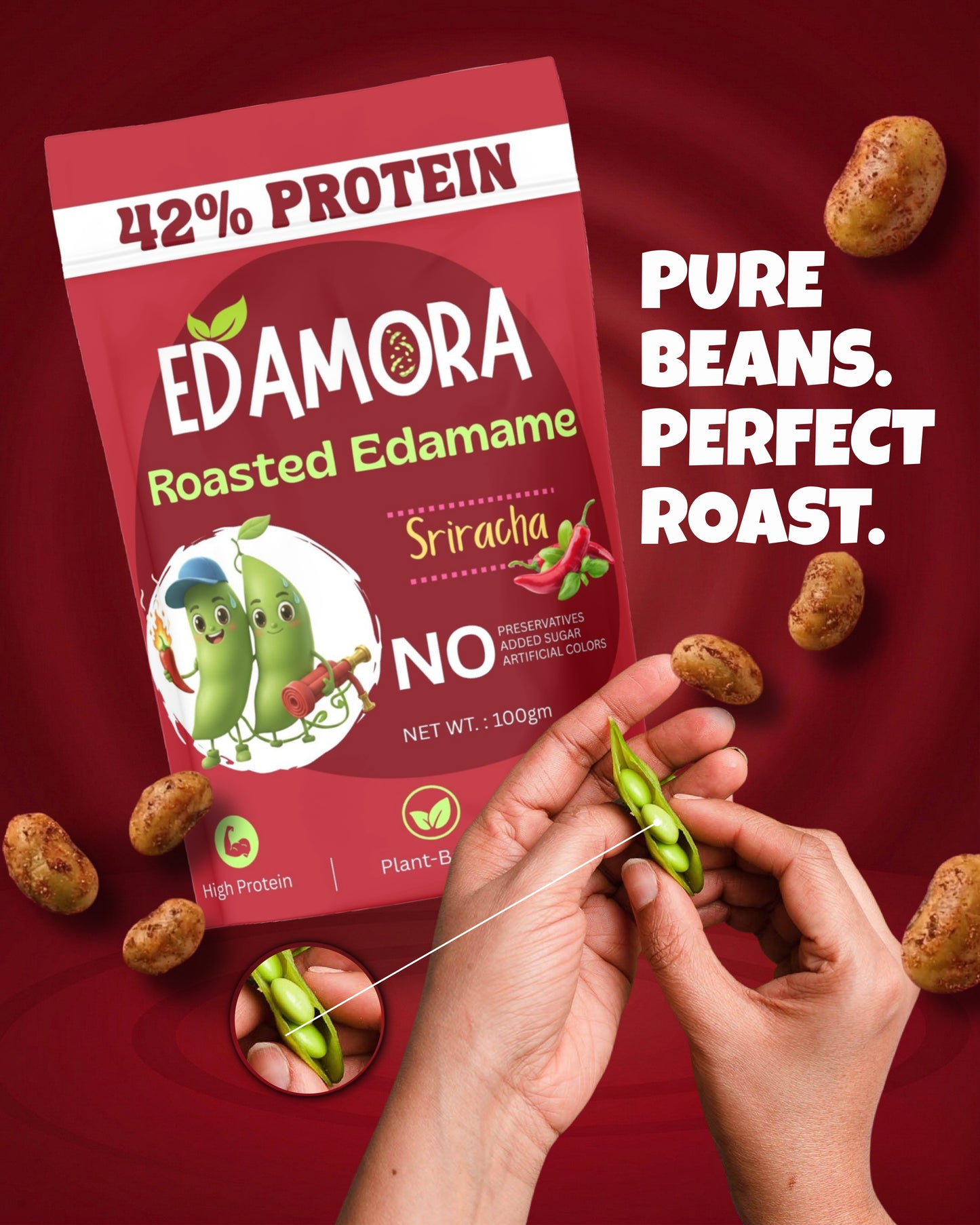 Edamora Roasted Edamame - Sriracha