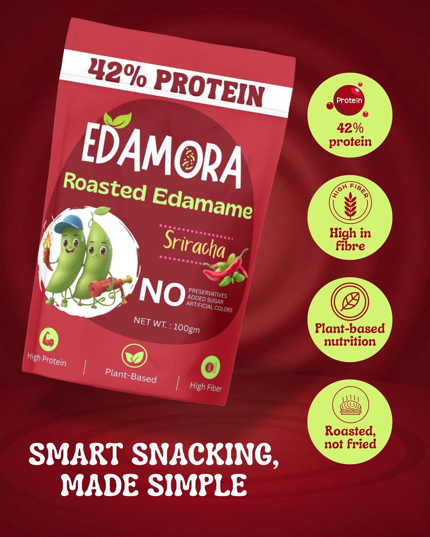 Edamora Roasted Edamame - Sriracha