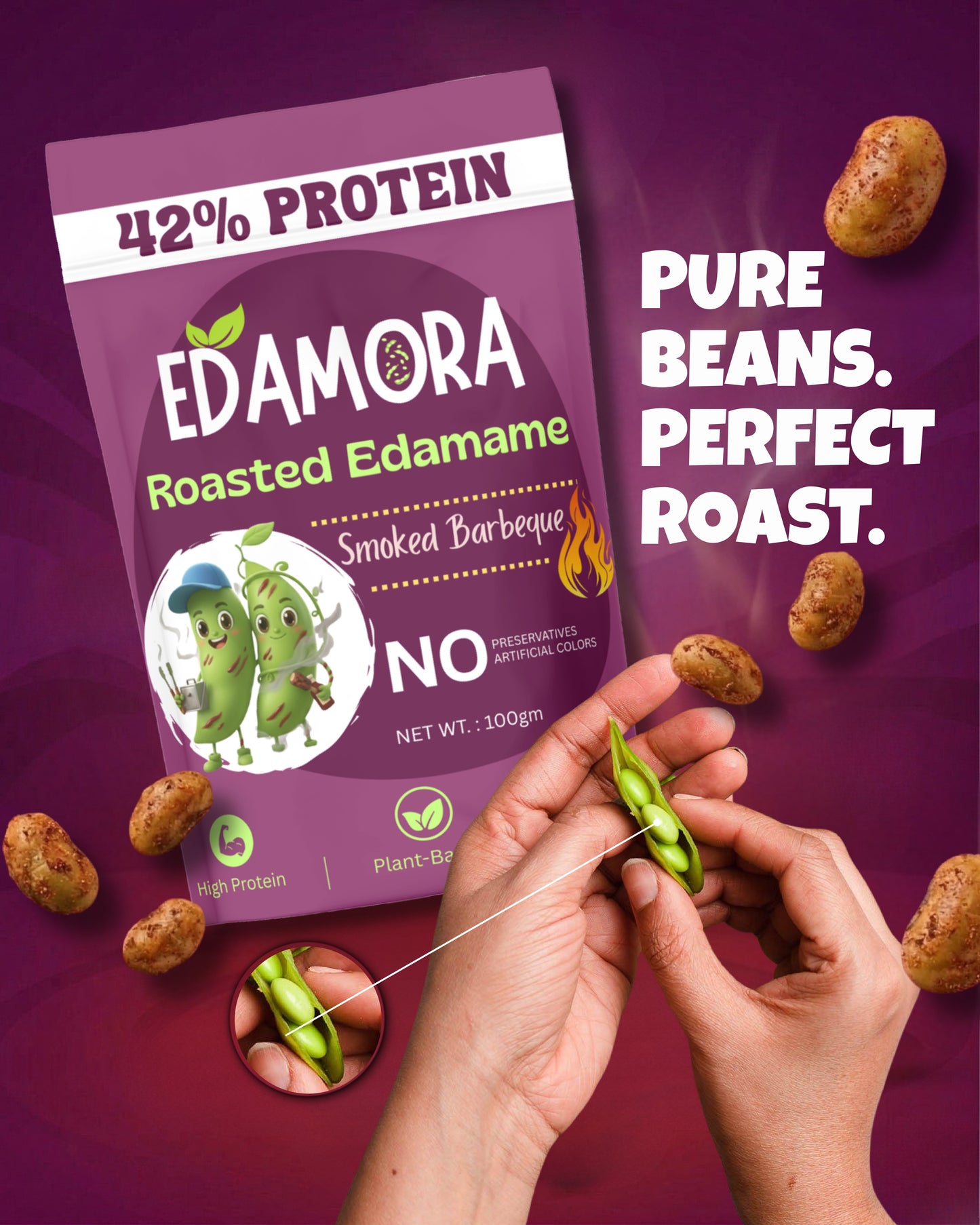 Edamora Roasted Edamame – Smoked Barbeque