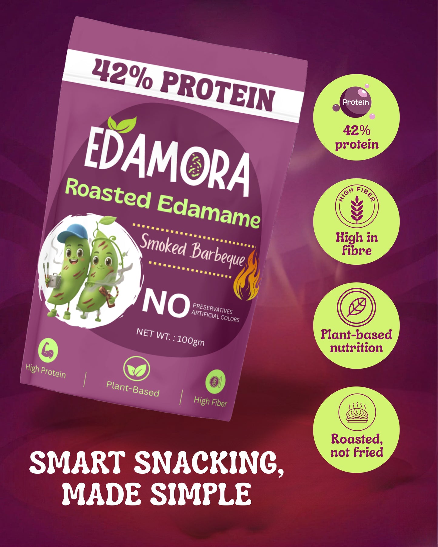 Edamora Roasted Edamame – Smoked Barbeque